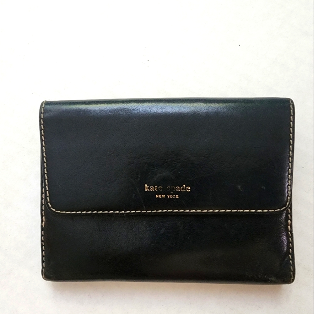 KATE SPADE black leather Italian made wallet